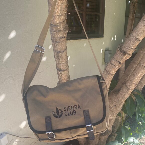 Sierra Club Tan Canvas Messenger Bag Crossbody with Adjustable Strap - Picture 2 of 14